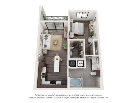 Edge at Flagler Village apartments in Fort Lauderdale Florida photo of one bedroom floorplan
